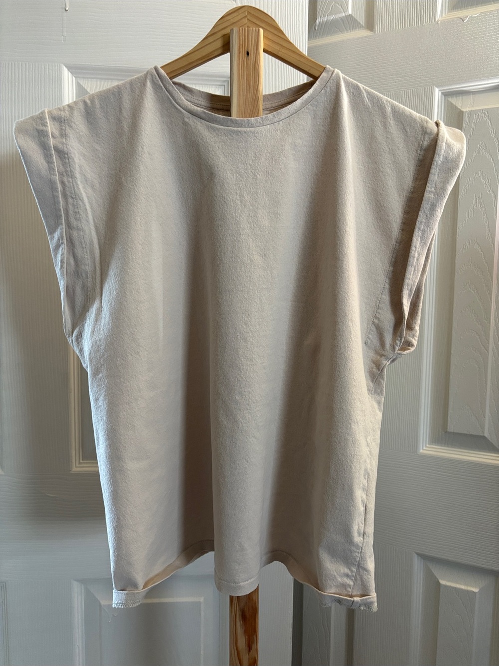 Zara Neutral Cream Boxy Sleeveless Top